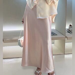 Satin Pink Maxi Mermaid Skirt Influencer Style